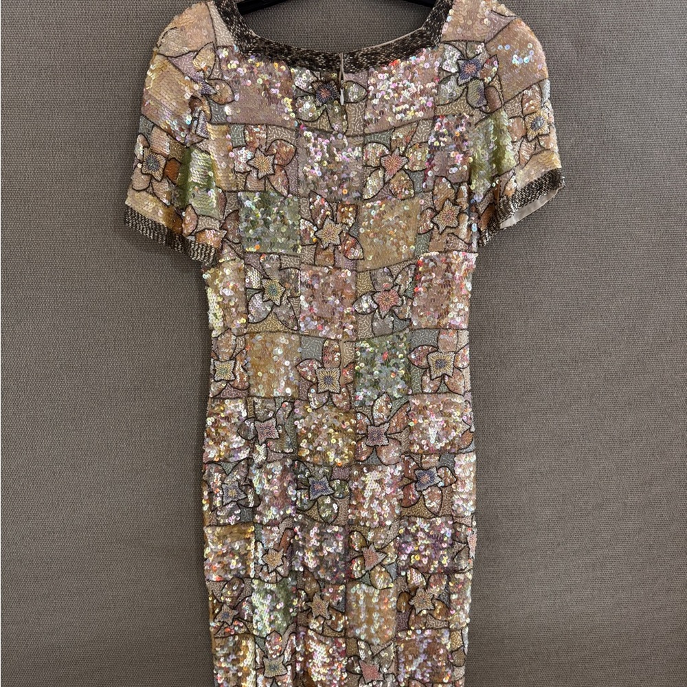 Oleg Cassini Elegant Sequin Floral Dress